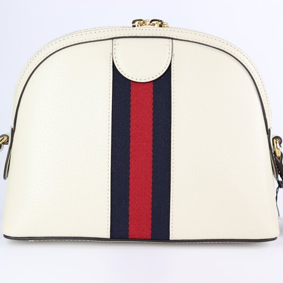 *NEW* Gucci Ophidia Dome Sherry Leather Web Stripe Cream White - Picture 6 of 14